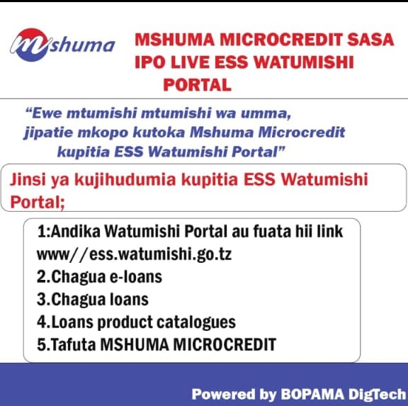 WATUMISHI KARIBUNI SASA TUPO ESS LIVE MSHUMA PRODUCT NOW LIVE ON ESS UTUMISHI PORTAL WELCOME
